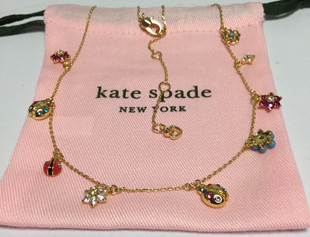 Kate Spade New York nature walk ladybug charm necklace w/ KS Dust Bag New - £35.12 GBP