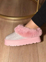 WILD DIVA Embellished Faux Fur Platform Booties - $29.99