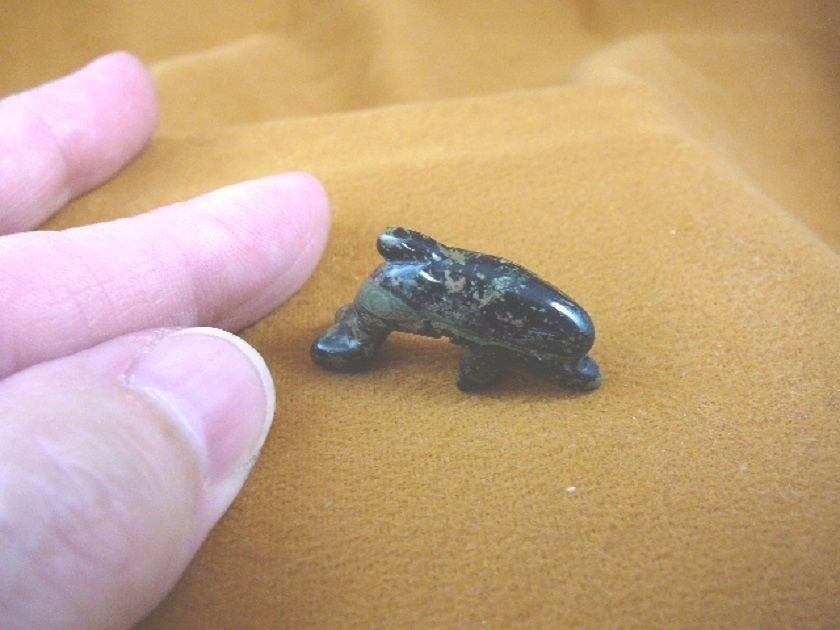 (Y-DOL-507) baby Dolphin Green black 1&quot; gemstone carving FIGURINE love d... - $8.59