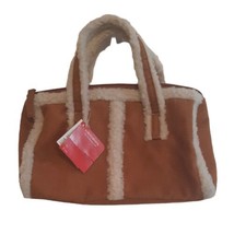 Tan Suede Like Plush Bag Gift Tote Bag Satchel - £12.64 GBP