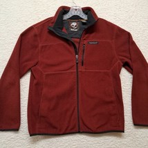 Timberland Fleece Zip Up Jacket Burgandy Marroon Full Zipper Size Small - £17.74 GBP