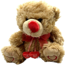 Caltoy 10&quot; Tan Bear XO Red Heart Valentines Day Plush Stuffed Animal Gift - £12.36 GBP