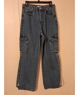 Forever 21 Jeans 28, Baggy, Wide Leg With Side Leg Straps. 30&quot; Waist 30&quot;... - $24.18