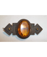 Antique Victorian Brooch Pin Yellow Faceted Stone C-clasp - £11.67 GBP