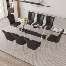 Modern Glass Dining Table Set with 8 Chairs - $1,105.99