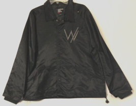 $35 Sleeping With Sirens Feel Black Nylon Buttons Stitched Rock Band Jacket XL - £31.08 GBP
