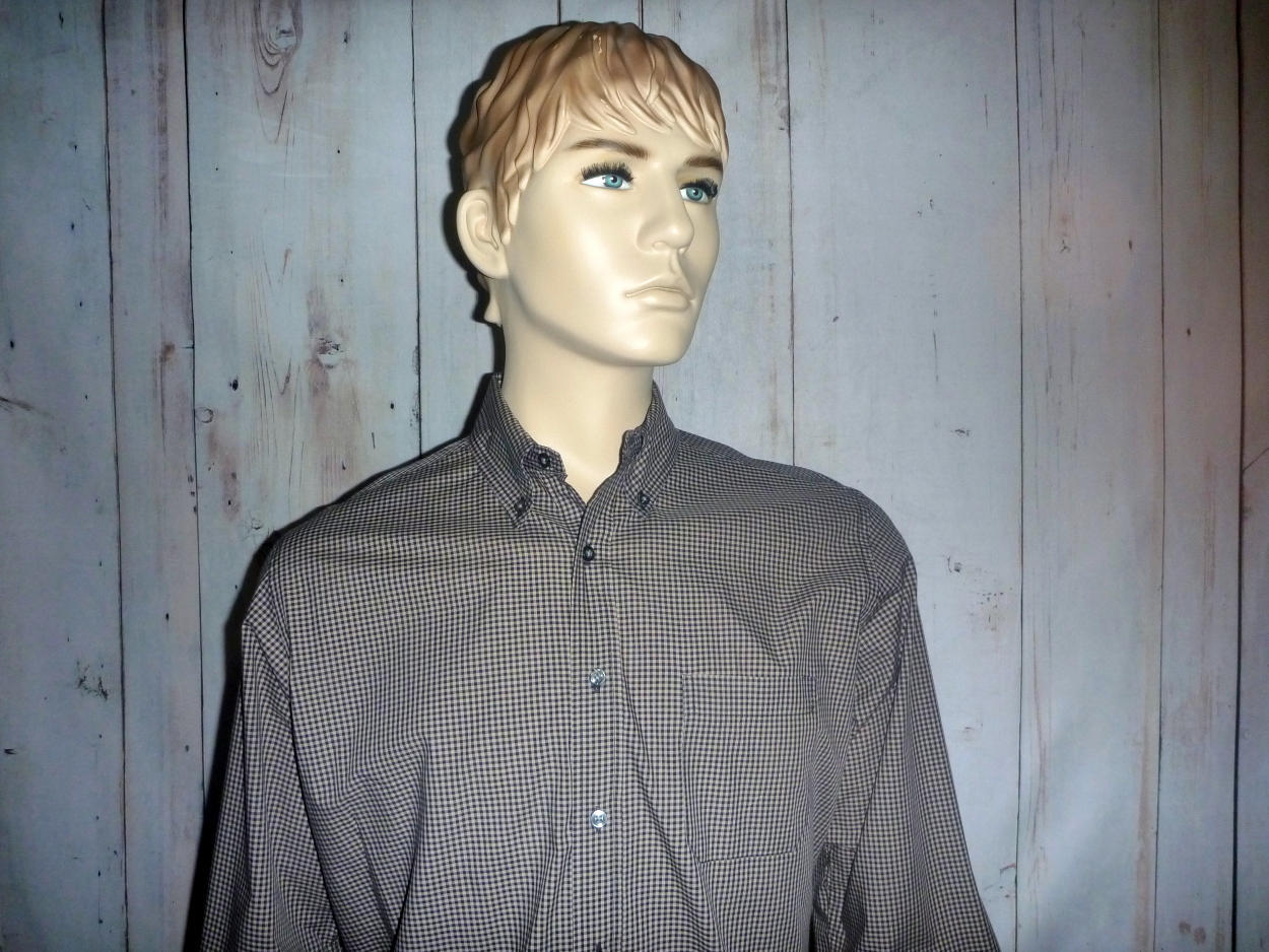 Primary image for L.L Bean Men's Large Shirt Brown Check L/S 100% Cotton Button Down Collar