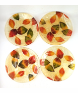 Fused Glass Art Plate &quot;Fall Leaves&quot; 9&quot; Salad Dessert Dish Vintage, Mint - $103.06 CAD