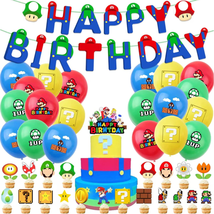 Mario Bros Birthday Party Supplies, Kids Party Favors for Boy Girl, 42Pcs Mario - £20.49 GBP
