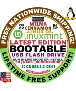 Linux Mint 22 Wilma Cinnamon 64Bit 32GB USB 3 Linux Bootable Live Instal... - $321.04 MXN