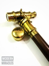 Vintage Brass Hidden Telescope Handle Wooden Walking Stick Victorian Can... - £27.54 GBP