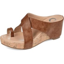 Journee Collection Womens 8.5 M Brown Rayna Faux Leather Sandal Wedges N... - $39.19