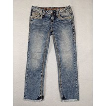 Rock Revival Janella Capri Jeans Women Size 26 Distressed Denim Mid-Rise Frayed - £19.94 GBP