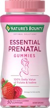 Nature&#39;s Bounty Essential Prenatal Gummies, Folic Acid and Iodine, Omega 3 and D - £20.72 GBP