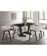 Royston 7-Piece Black Porcelain Dining Set – Beige Chairs - $1,299.00