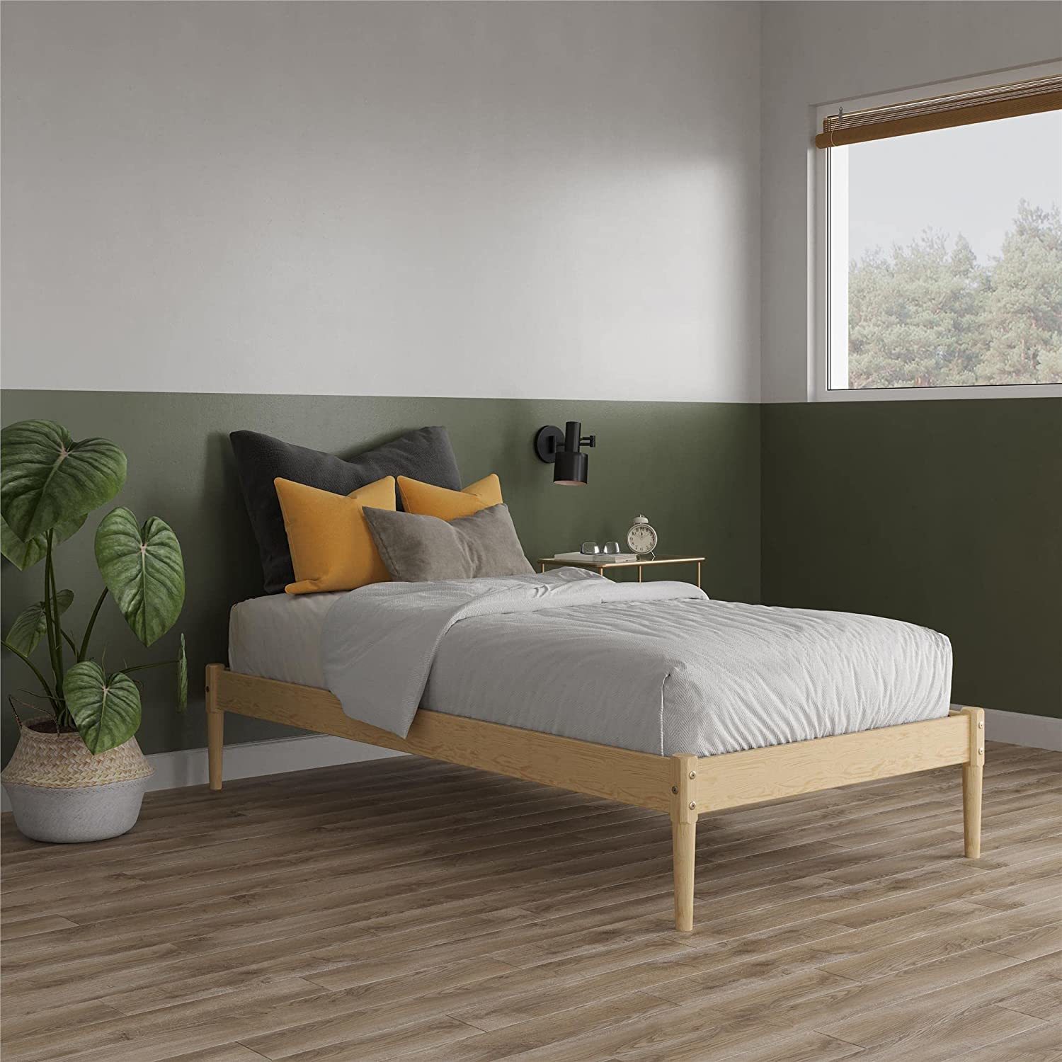 Twin-Size Dhp Lorriana 14" Solid Pine Wood Platform Bed Frame, Natural. - $155.99