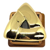 Vintage MONET Massive Brooch Geometric Shaped Statement Open Work Gold Tone - £7.82 GBP