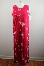 NWT Vtg Leisure Life S Red Fish Print Tank Sleeveless Midi Maxi Dress - £19.32 GBP