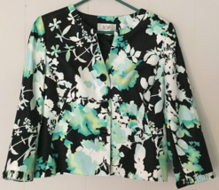 Le Suit blazer 8p black with flower print 3/4 sleeves cropped style - £11.96 GBP