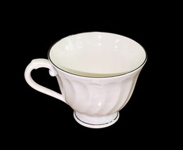 Syracuse China Wedding Ring Silhouette Footed Cup White Platinum Trim USA Teacup image 2