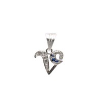 Real 925 Sterling Cute Silver &#39;V&#39; Letter Alphabet Pendant CZ for Girl - £15.23 GBP