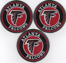 3 ATLANTA FALCONS 3.5 INCH SEW/IRON PATCH EMBROIDERED NFL FOOTBALL JERSEY - $18.99