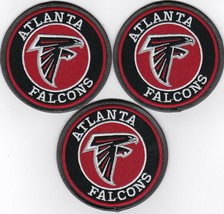 3 ATLANTA FALCONS 3.5 INCH SEW/IRON PATCH EMBROIDERED NFL FOOTBALL JERSEY - $346.84 MXN