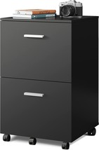 Black Devaise 2 Drawer Wood Filing Cabinet, Mobile Printer Stand, Fits A4 Or - £71.88 GBP