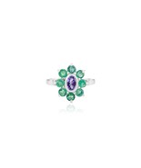 Emerald And Tanzanite Ring | Oval Cut Gemstone Ring | 925 Sterling Silve... - £266.71 GBP