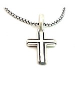 David Yurman Authentic Estate Small Cross Necklace 18&quot; Silver 2.8 mm DY349 - £271.72 GBP