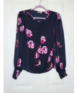 Joie Antonela Blouse Size XXS ? Floral Print Midnight PTP 17&quot; Career - $413.40 MXN