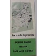 Vintage How To Make Draperies With Fashion Manor Pleater Tape &amp; Hooks Br... - $5.45 CAD