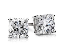 2.75Ct Cushion Cut 18K White Gold Brilliant Screw Back Stud Earrings - £185.17 GBP