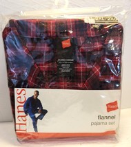 Vintage New HANES Men&#39;s 2XL Red and Black Flannel Pajama Set 2006 100% Cotton - £27.48 GBP