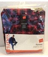 Vintage New HANES Men&#39;s 2XL Red and Black Flannel Pajama Set 2006 100% C... - £27.49 GBP