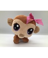 LITTLEST PET SHOP Monkey Plush Brown Pink Bow Big Eyes 7 in HASBRO 2005 - $234.88 MXN