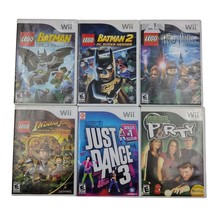 Wii 6 Game Lot LEGO Batman 2 Harry Potter Indiana Jones Just Dance 3 Pool Party - £23.84 GBP