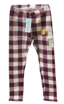 Cat &amp; Jack Leggings Girl&#39;s S (6/6X) Cream &amp; Burgundy Plaid Tough 95% Cotton - $94.23 MXN