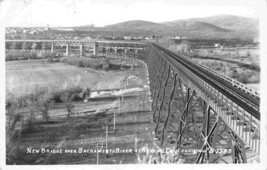 SP Railroad Bridge Shasta Rte Sacramento River Redding California RPPC postcard - £7.84 GBP