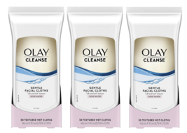 Olay Cleanse Rose Water Gentle Facial Cloths Lift &amp; Lock Texture 3 Pack - £23.15 GBP