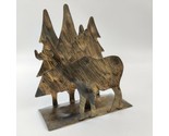 Vintage Moose In Trees Forest Rustic Metal Candlestick Holder - $19.60