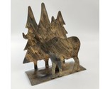 Vintage Moose In Trees Forest Rustic Metal Candlestick Holder - £15.63 GBP