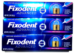 3 Packs Fixodent Advanced Max Hold Denture Adhesive Cream Strongest All Day Hold - £25.35 GBP