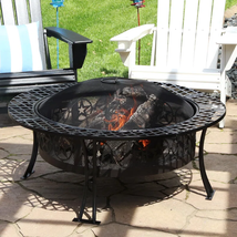Kayden Bowl Steel Wood Burning Outdoor Backyard Fire Pit - £182.75 GBP
