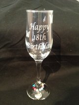 Chichi Gifts Happy (Age) Birthday Champagne Glass Flute with Butterflies (18th) - £12.59 GBP