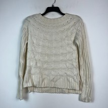 DKNY Womens S Cream White Thick Chunky Knit Round Neck Sweater No Tag D18 - £19.26 GBP