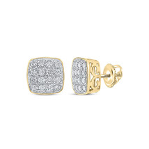 10kt Yellow Gold Mens Round Diamond Square Earrings 3/4 Cttw - £530.32 GBP