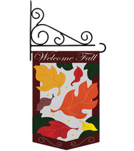 Welcome Fall Leaves Garden - Applique Decorative Metal Fansy Wall Bracket Flag S - £23.90 GBP