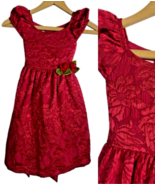 Laura Ashley London Dress Girls Size 6 Red Formal Petticoat Floral Tea P... - $2,628.74 MXN