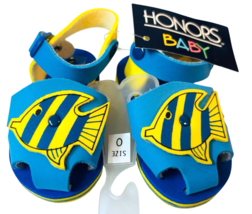 Doll Baby Shoes~ Blue &amp; Yellow Soft Sole Size 0, L 4&quot; X W 2&quot; NEW - $5.89